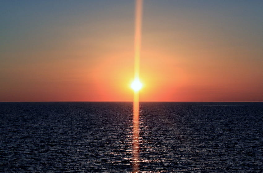 Sunset At Sea, sea, sunsets, nature, mediterranean sea, water, sun HD wallpaper