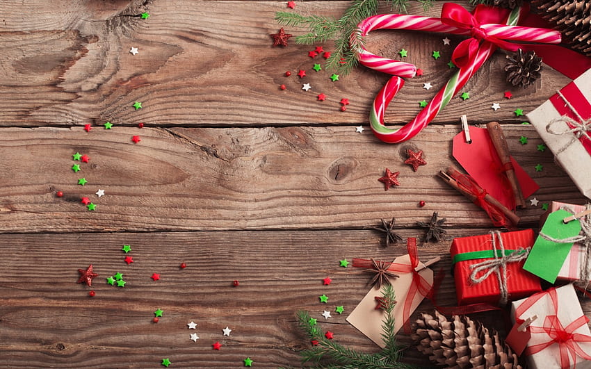 Merry Christmas! สีน้ำตาล ไม้ craciun คริสต์มาส เขียว แดง การ์ด วอลล์เปเปอร์ HD