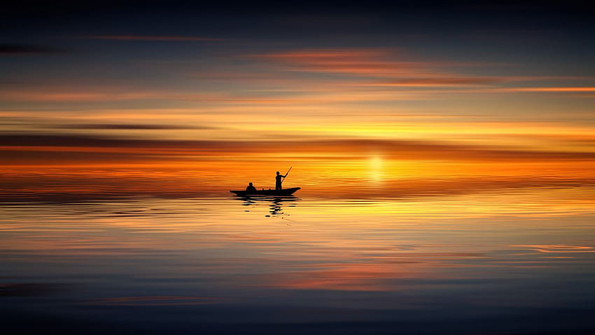 Sunset, Sailing boat, Silhouette, , graphy HD wallpaper