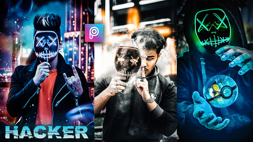 3D Hacker Neon Mask Editing Png, Stock d'arrière-plan pour Picsart & hop [FULL BACKGROUND], Neon Hacker Fond d'écran HD