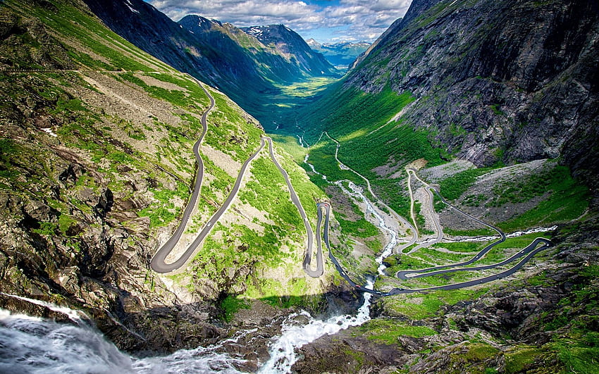 Norway, Trollstigen, winding road HD wallpaper