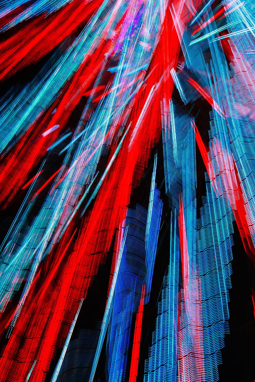 Seni digital, garis, garis biru-merah, terputus-putus wallpaper ponsel HD