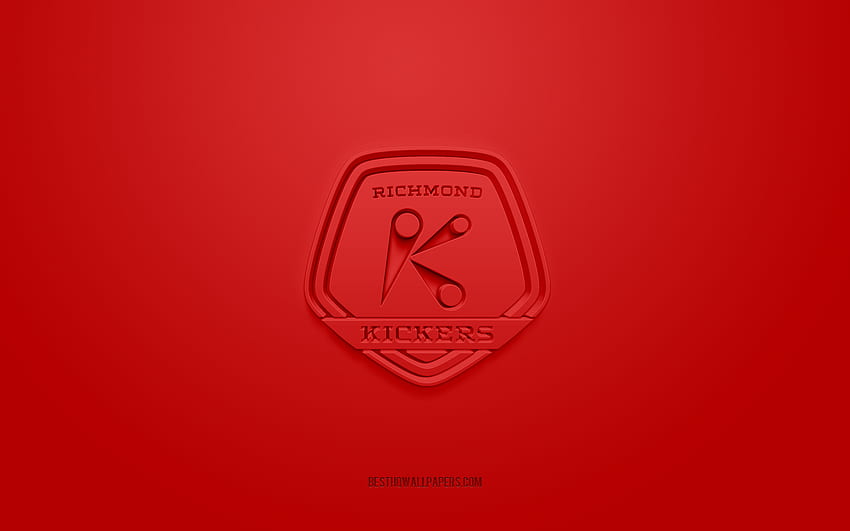 Richmond Kickers, criativo logo 3D, fundo vermelho, Time de futebol americano, USL League One, Richmond, EUA, Arte 3d, futebol, Richmond Kickers 3d logo papel de parede HD