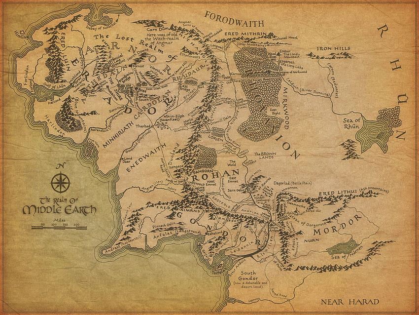 Yüzüklerin Efendisi Orta Dünya Haritası, Lotr Haritası HD duvar kağıdı