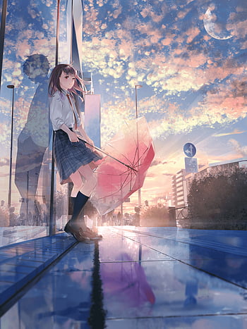 Anime sad girl scenery rain HD wallpapers | Pxfuel