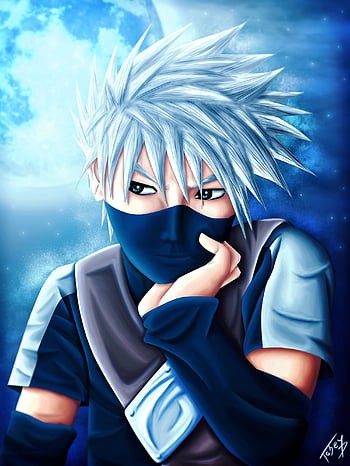 Kakashi, naruto, electric blue, HD phone wallpaper