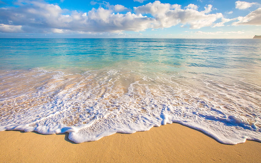 Hawaii Ocean Nature Sand Waves Scenery Tropics Coast HD wallpaper