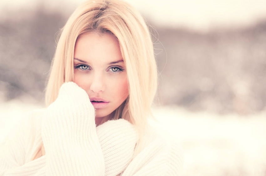 Winter Beauty ฤดูหนาว นางแบบ ผมบลอนด์ graphy สาว สวย ความงาม ผู้หญิง ใบหน้า วอลล์เปเปอร์ HD