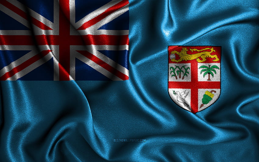 Fiji bayrağı, ipek dalgalı bayraklar, Okyanusya ülkeleri, ulusal semboller, Fiji Bayrağı, kumaş bayraklar, 3D sanat, Fiji, Okyanusya, Fiji 3D bayrak için çözünürlük. Yüksek kalite HD duvar kağıdı