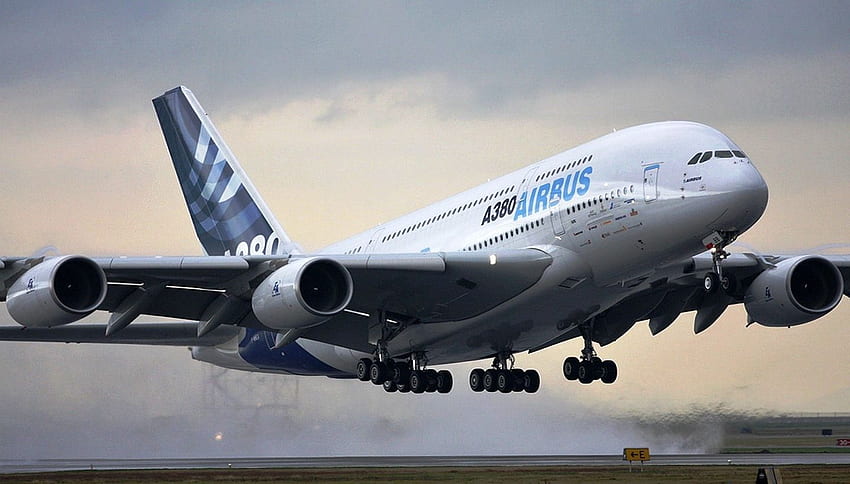 Airbus A380 riesiges Startflugzeug 1812, Airbus A380 Landung HD-Hintergrundbild