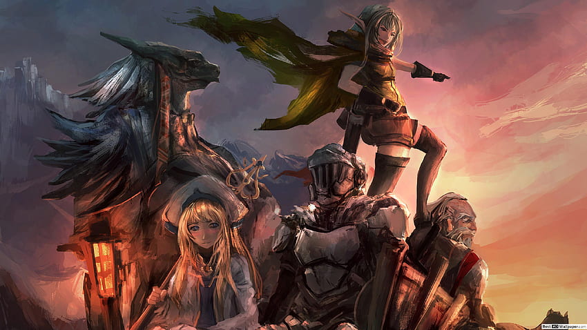 Goblin Slayer - Goblin Slayer, Dwarf, Lizardman, Priestess & High Elf Archer, Goblin Slayer Anime HD wallpaper