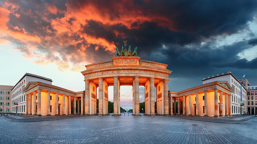 ブランデンブルク門、ベルリンの古代建築、都市 高画質の壁紙