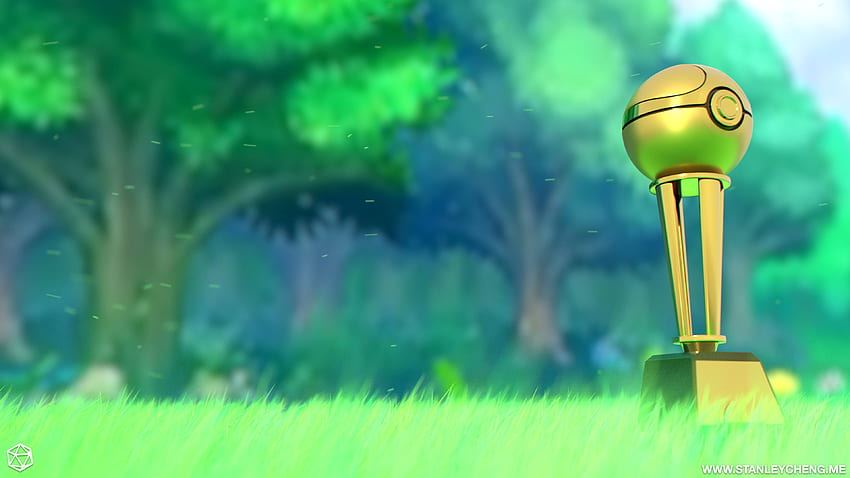 Created a 3D render of a Pokemon trophy in the grass., Pokemon Scenery HD wallpaper