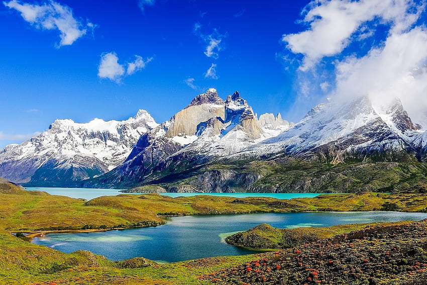 Torres del Paine, patagonia, mountains, chile, lake HD wallpaper