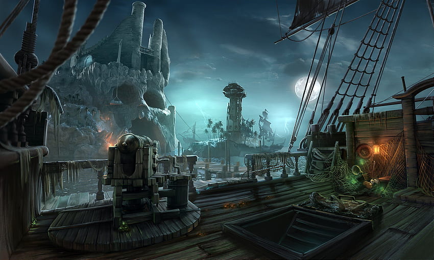 Dark Pirate Ship Background