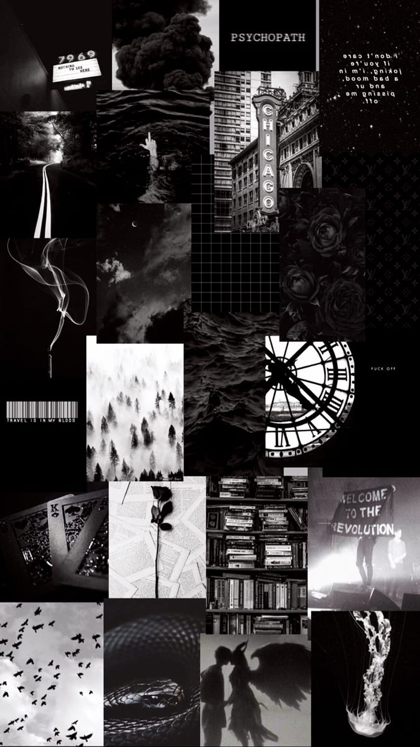Black Aesthetic Wall Collage Kit Digital Download Photo Wallpaper Room