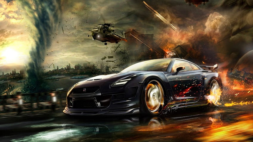 Fantasy Racing Car With Fire on Wheel. Other Cars HD wallpaper