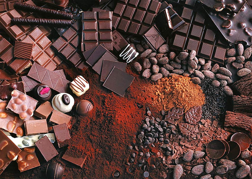 Lebensmittel, Schokolade, Nüsse, süß, sortiert, Kakao HD-Hintergrundbild