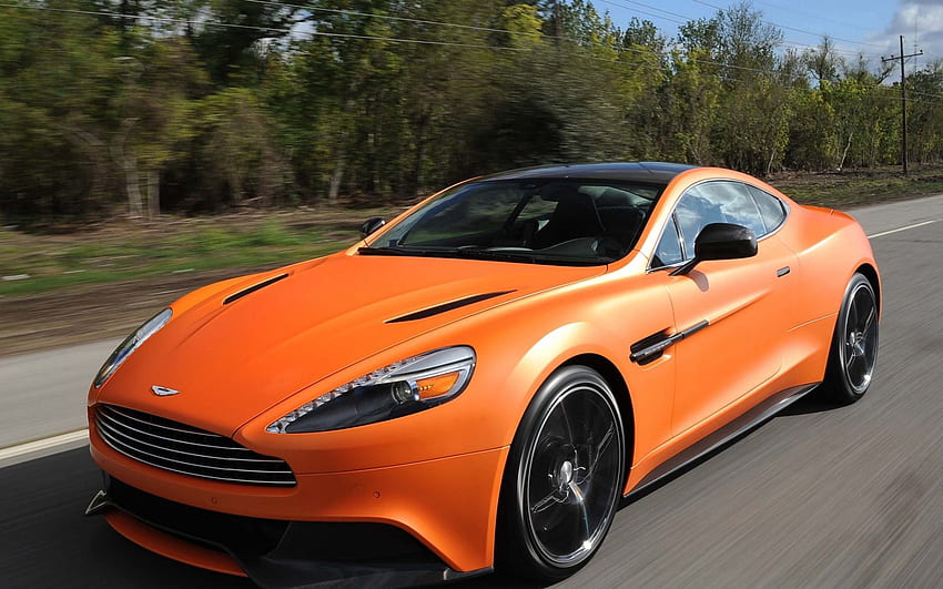 Aston Martin, automobili, vista frontale, velocità, Vanquish Orange Sfondo HD