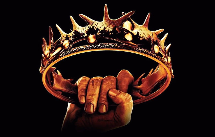 gold, , figure, hand, spikes, black background, Game Of Thrones, Crown, the struggle for power for , section разное - HD wallpaper