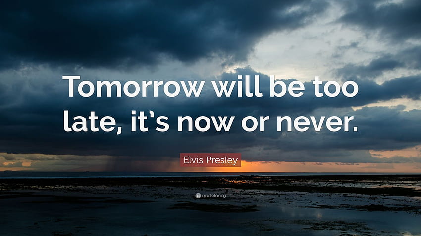 Cita de Elvis Presley: “Mañana será demasiado tarde, es ahora o nunca”. (27) fondo de pantalla