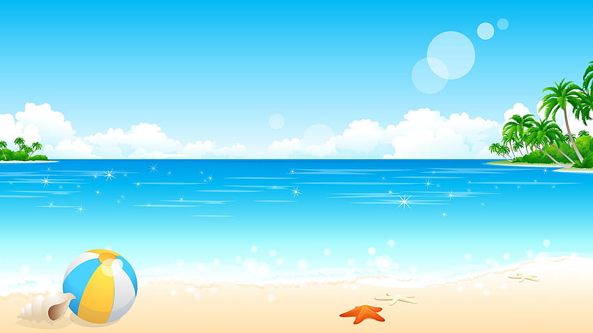 Cartoon Beach ～ビーチ背景漫画～ 高画質の壁紙