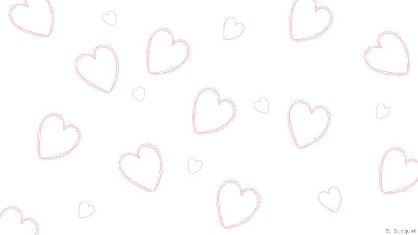 coração rosa e branco papel de parede HD