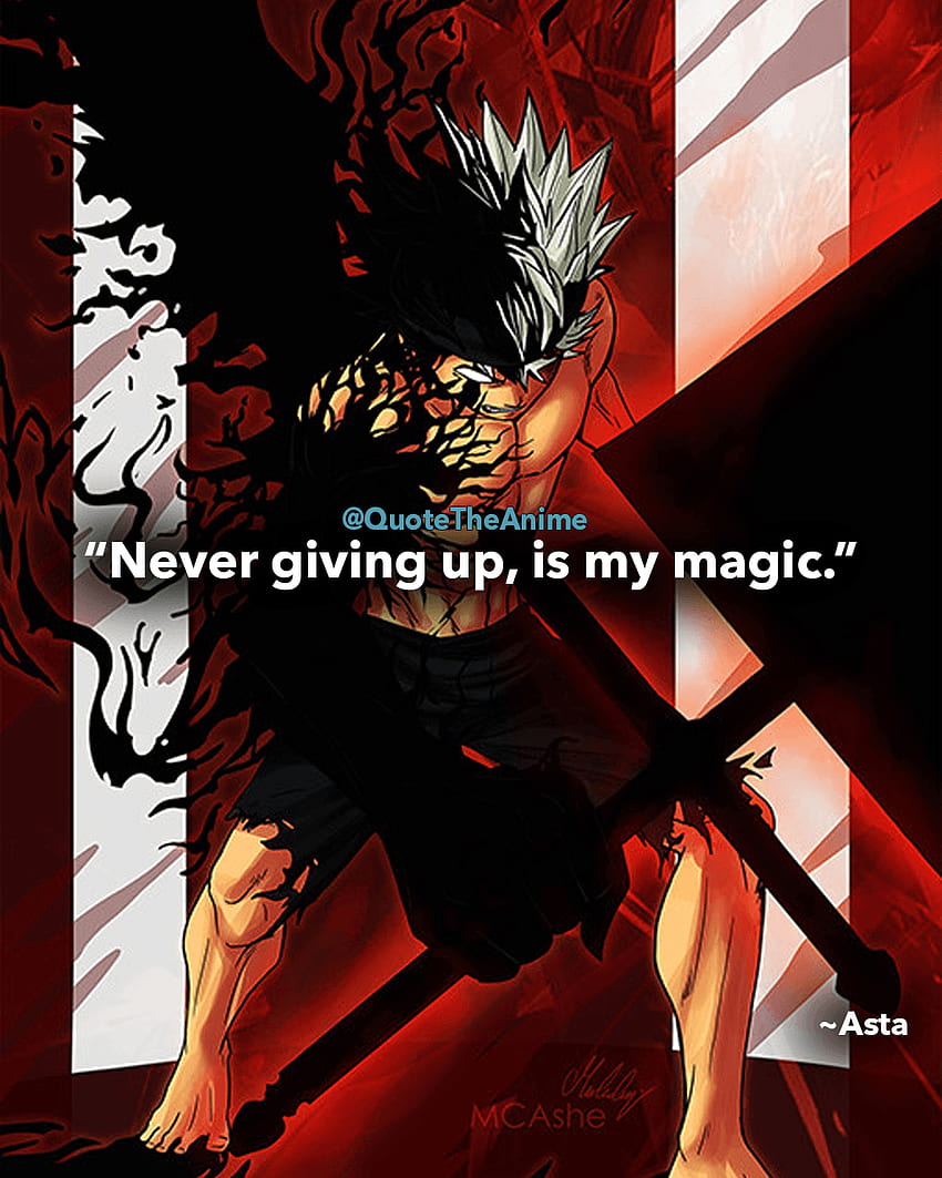 Black Clover Quotes Never Giving Up Is My Magic Asta - Black HD phone wallpaper