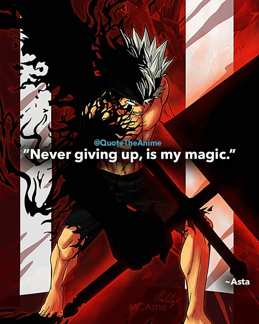 คำคม Black Clover ไม่เคยยอมแพ้คือเวทมนตร์ของฉัน Asta - Black วอลล์เปเปอร์โทรศัพท์ HD