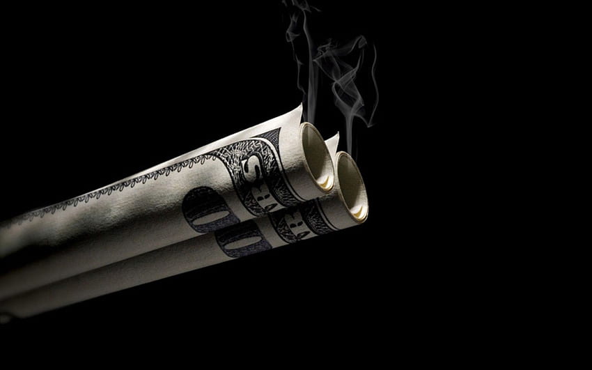 dolar shotgun minimalis SED RIC uang kreatif hitam dan putih asap latar belakang tabung mata uang dolar hitam Wallpaper HD