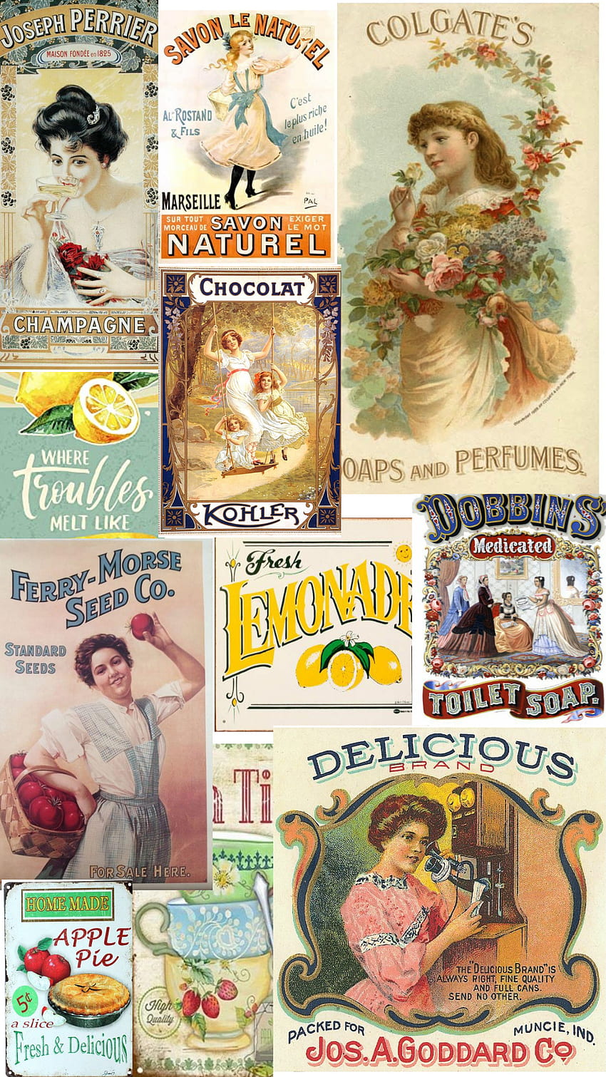 Vintage Advertisements, woman, collage HD phone wallpaper