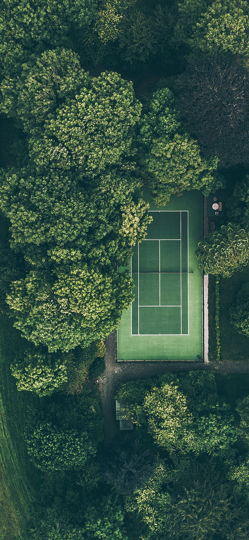 Luftaufnahme für iPhone X, 8, 7, 6 -, Tennisplatz HD-Handy-Hintergrundbild