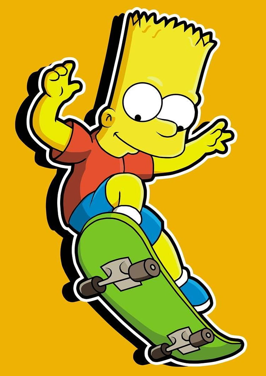na primer Dan zahvalnosti Peer bart simpson skateboard, Cartoon Skateboard fondo de pantalla del teléfono