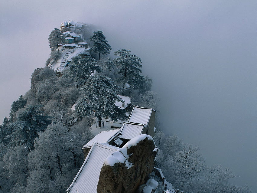 Voyage en Chine: visite hivernale en Chine du paysage enneigé panoramique n ° 2, paysages chinois Fond d'écran HD