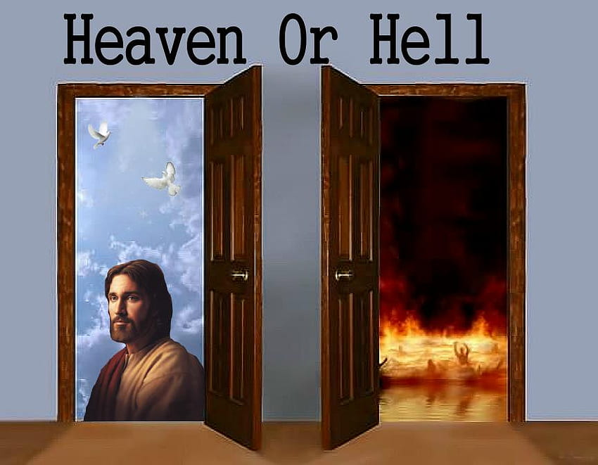 天国か地獄、イエス、地獄、火、天国 高画質の壁紙
