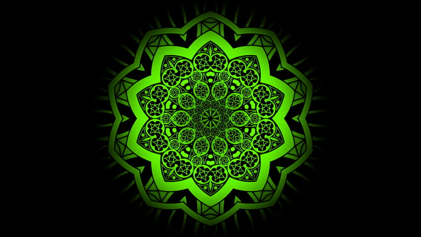 Schönes grünes Kreismuster Ultra. Hintergrund., Grünes Mandala HD-Hintergrundbild