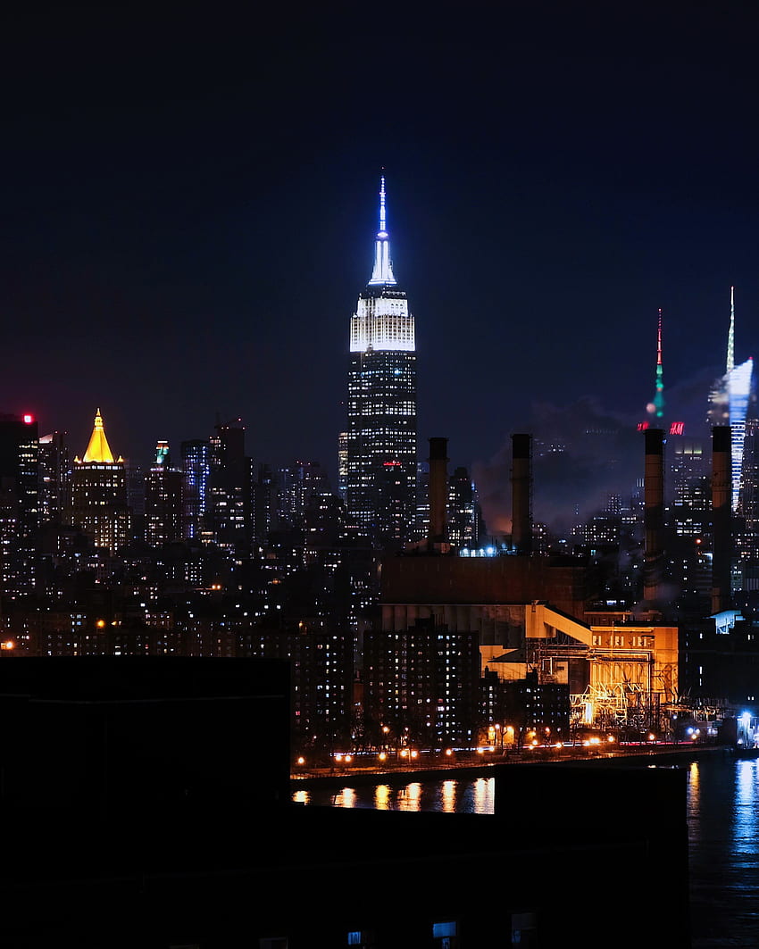 도시, 건물, 밤의 도시, 고층 빌딩 HD 전화 배경 화면