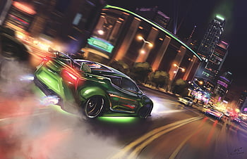 Neon Green Car, lime green sports car HD wallpaper