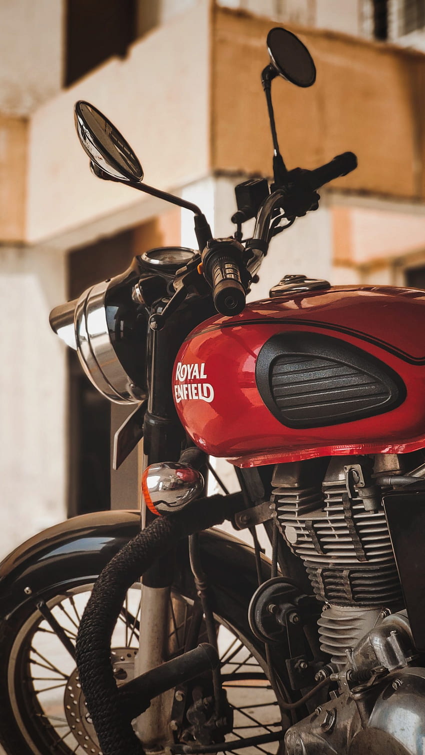 Bullet Bike, rotes Fahrrad, rotes Bullet Fahrrad, Royal Enfield HD-Handy-Hintergrundbild