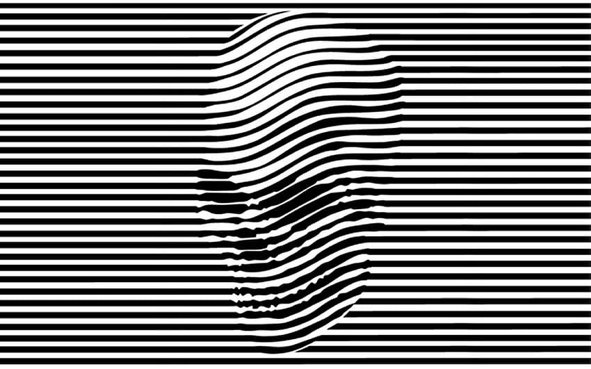 crânes abstraits noir et blanc WTF vectorielle créative, illusion 3D sombre Fond d'écran HD