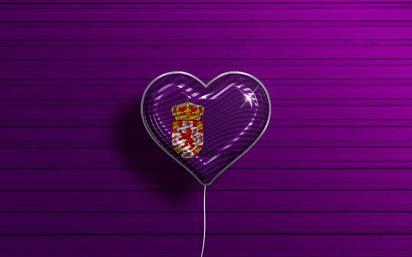 I Love Cordoba, , realistic balloons, violet wooden background, Day of Cordoba, spanish provinces, flag of Cordoba, Spain, balloon with flag, Provinces of Spain, Cordoba flag, Cordoba HD wallpaper