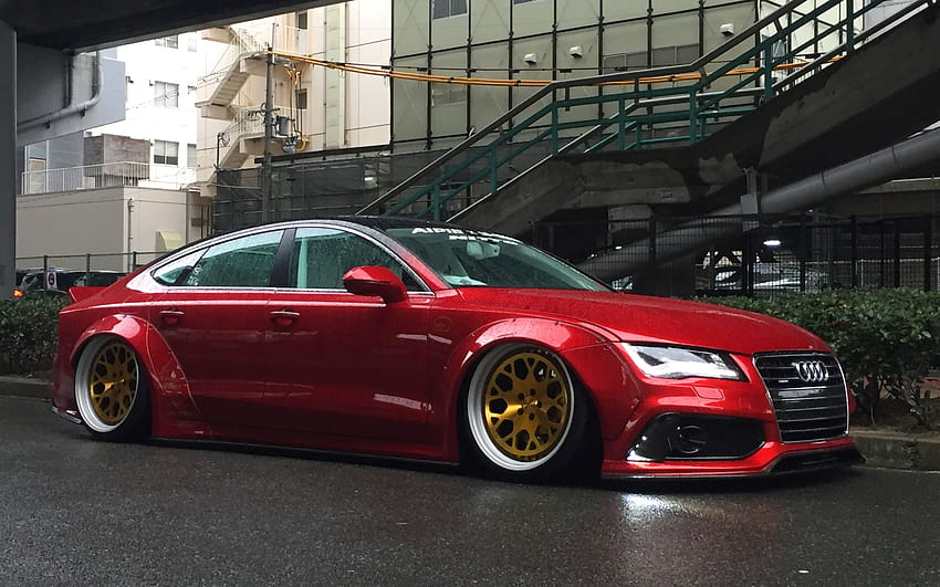 Audi A7, RSRversion, NEWING Inc Alpil, Red A7, Tuning A7, Sports Sedan, German Cars, Gold Wheels, Audi For With Resolution . High Quality HD wallpaper