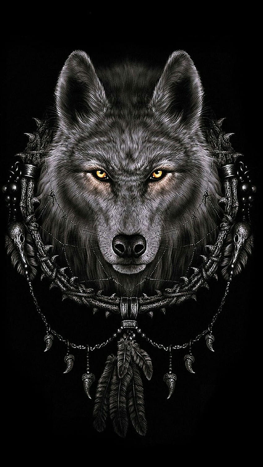 Леандро Мониз на Лобо. Вълк, татуировка и животно, индианец и вълк iPhone HD тапет за телефон