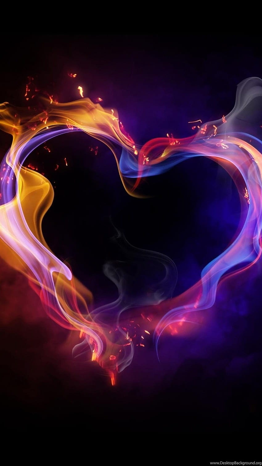 Colourful Fire, Heart HD phone wallpaper