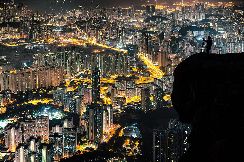 Cities, Building, Lights, Silhouette, Night City HD wallpaper