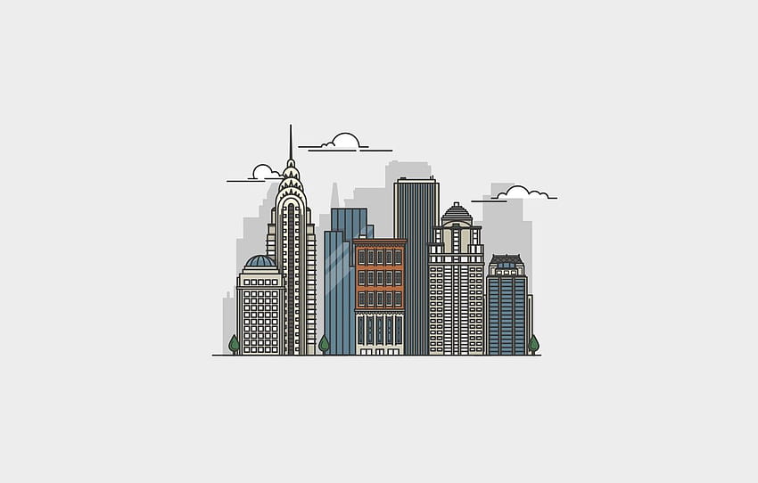 miasto, miasto, Nowy Jork, Manhattan, drapacze chmur, Manhattan, Nowy Jork, Chrysler Building, The Chrysler building for , sekcja минимализм, Minimalistyczny Londyn Tapeta HD