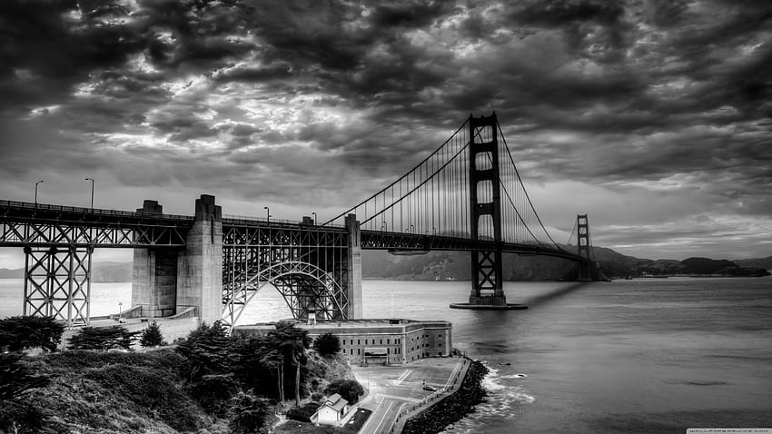 Tło Golden Gate Bridge R Ultra dla U Telewizor: panoramiczny, ultraszeroki i laptop: wiele wyświetlaczy, dwa monitory: tablet: smartfon, czarno-biały mostek Tapeta HD