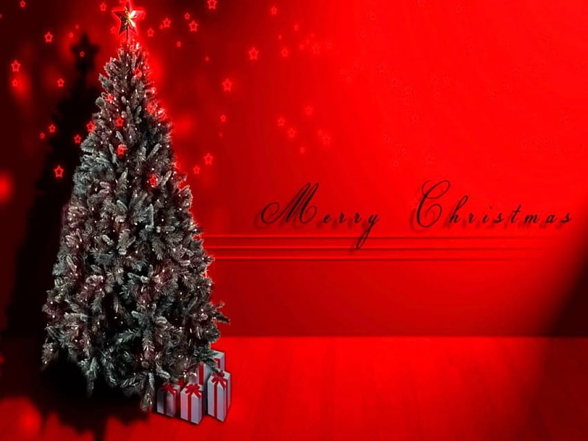 WESOŁYCH ŚWIĄT, Boże Narodzenie, światła, czerwień, prezenty, drzewo Tapeta HD