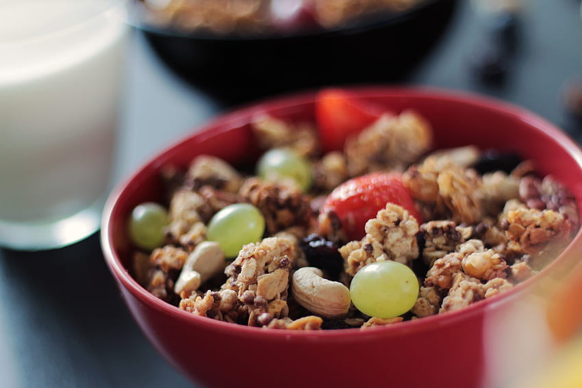 Lebensmittel, Trauben, Beeren, Nüsse, Müsli, Frühstück HD-Hintergrundbild