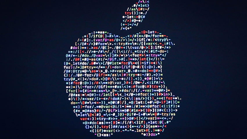 Apple ロゴ コード タイポグラフィ ブルー、Apple ロゴ 高画質の壁紙